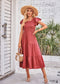 Boho Flying Sleeves Layered Midi Dress Violet
